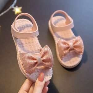 Baby Girls Cute Summer Soft Pink Sandals With Bow