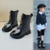 Girls Beautiful Princess Boots Kids Party Shoe-black