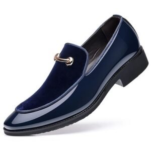 (Blue)Men's Dress Shoes PU Leather Fashion Men Business Loafers Pointed Toe Leather Shoes Oxfords Breathable Formal Wedding Shoes ACU