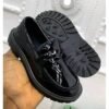 All Black Glossy Kids Coperate Shoe