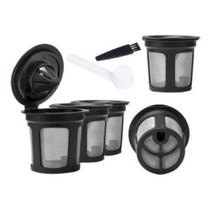 5 Pcs Reusable K Cups Keurig 2.0 Brewers Single Cup Coffee Machines Refillable Kcups Coffee Filters With Brush Spoon