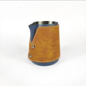 450ml 304 Stainless Steel Latte Coffee Cup Leather Case Pointed Mouth Thickened Milk Foam Cup Pull Flower Tank Barista Tools