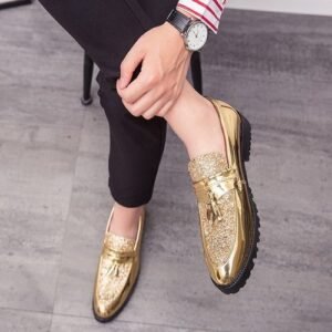 2020 New Leisure Comfortable Leather Shoes Non-slip Formal Leather Shoes-Gold