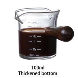 75-100ml Italian Gl Milk Cup With Sandalwood Handle Espresso Coffee  Frothing Jugs Sugar Sauce Measuring Cup Coffee Supplies