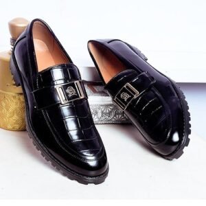 Depally NEW SHINING  BIG BUTTON DESIGNER SHOE BLACK