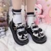BlackLolita Jk Skirt Suit Cute Cat Ears Women Round Head Kawaii Shoes Japanese School Female Student Cosplay Cartoon Zapatos Mujer OLD