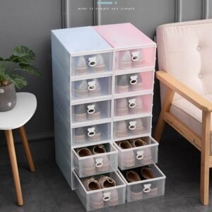 Drawer Shoe Box Storage Transparent Shoe Box Factory Direct Dustproof Thickening Storage Box Plastic Box Household Items Green