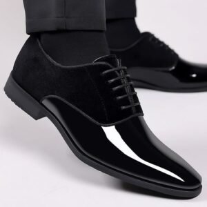 (Black)Men Dress Shoes Men's Fashion Office High Quality Business Low Top Footwear Comfy Light Male Pointed Toe Wedding Shoes For Men ACU