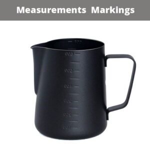 Milk Frothing Frother Pitcher - Non Stick Coating Latte Art Espresso Cappuccino -Food-grade 18/8 stainless steel (Black)
