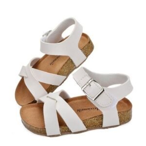 Boy School Sandals Shoes For Children Gladiator Glitter White