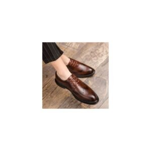 Big Size 37-46 High Quality Leather Men Formal Shoes Business Office Shoes Social Mens Carved Dress Shoes Brown