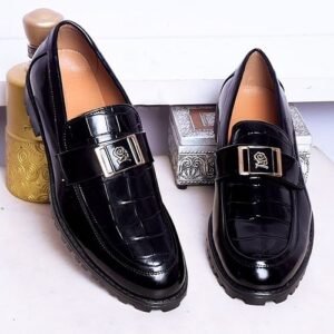 Depally NEW SHINING  BIG BUTTON DESIGNERS SHOE BLACK