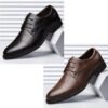 2 In 1 Business Soft-soled Plaid Leather Shoes-Black/Brown