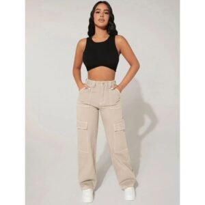 Unique Women Biege Cargo Pant With A Free Gift Innit
