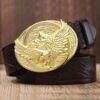 New Fashion Casual Men's Leather Belts Male Top Quality Eagle Totem Copper