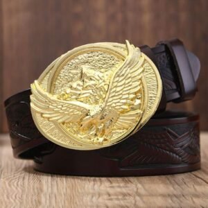 New Fashion Casual Men's Leather Belts Male Top Quality Eagle Totem Copper
