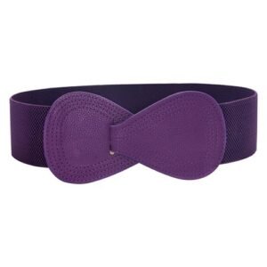 (Purple)2023 New High Quality Fashion Casual Ladies Elastic Waist Coat Dress Decorative Wide Belts