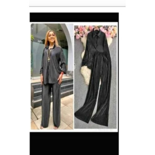 Long Sleeve Shirt And Wide Leg Pant Set