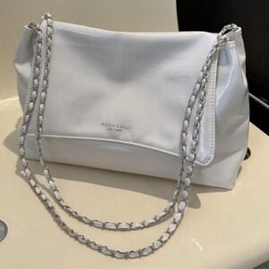 Ladies Hand Bag High Capacity Tote Bag Leather Shoulder Bag For Women Chain Crossbody Bag Handbags White