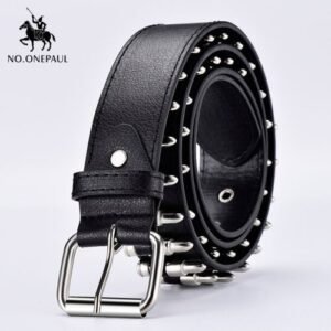 Jifanpaul Ladies Bullet Belt Punk Rock Style Ladies Belt