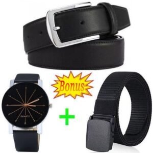 Quality Men Leather Belts For Khaki Trousers // Rugged Jeans + Wrist Watch