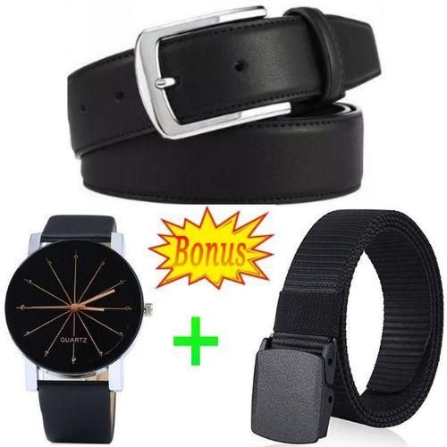 Quality Men Leather Belts For Khaki Trousers // Rugged Jeans + Wrist Watch