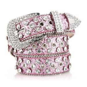 (Pink)Adult Rhinestones Belt For Dress Crystals Diamond Waist Belt Shinning Rhinestones Wide W XXM
