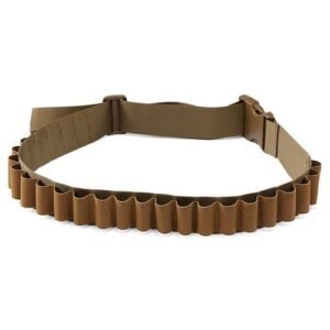 (Khaki) 12 GA Shot Gun Shell Bandolier Belt Airsoft 29 Rounds Shotshell Hunting Ammo Holder Shoulder Belt 130cm MAA