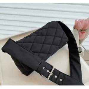Woven Ladies Lattice Cotton Handbag-BLACK