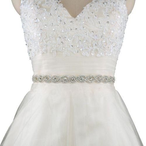 Wedding Dress Belt Sash With Crystal For Formal Occasion Bride Gown M1