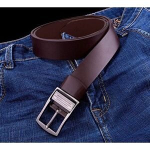 Original Men Brown Leather Belt -Buckle Belt