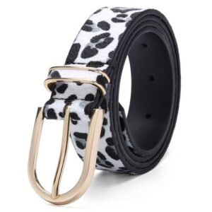 Women Belt Horsehair Leopard Pattern Rose Gold Metal For Jeans Female Pu Leather Designer Belts Ladies Waistband