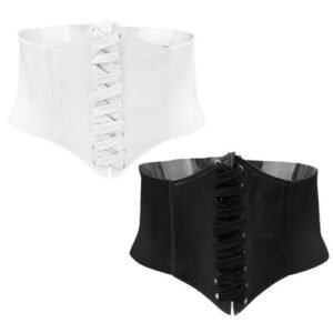 2 PCS NEW WAIST CINCHER WIDE BAND ELASTIC AJUSTABLE TIED WASPIE CORSET
