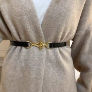 Adjustable PU Leather Ladies Dress Belts Skinny Thin Women Waist Belts Strap Gold Color Buckle Female Belts pasek damski