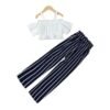 Girls One Neck Strapless Cami Top Striped Wide Leg Pants Set