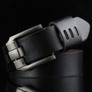 Vintage PU Leather Belt Men's Punk Cowboy Casual Pin Buckle Belt High New Quality Mens Belt For Jeans Long 110cm(Black)