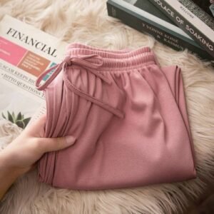 (Pink)DIHOPE Women's Ice Silk Wide-leg Pants Summer Thin Fashion High-waisted Casual Pants Slimming Sweatpants Loose Sport Pant 3XL DOU