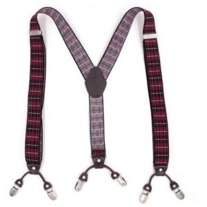 Executive Luxury Class Men's Adjustable Suspenders -Strip Red