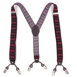Luxury Class Men's Adjustable Suspenders -Strip Red
