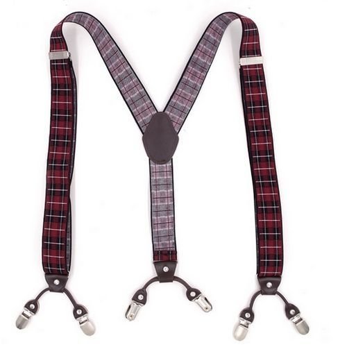 Luxury Class Men's Adjustable Suspenders -Strip Red