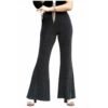 R Black Metallic Shining Flared Pants