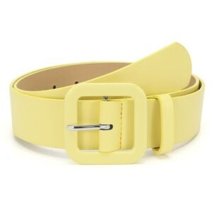 (Yellow)2023 Vintage Square Pin Buckle Coat Dress Women's Waist Belts New Fashion Ladies Candy Colo