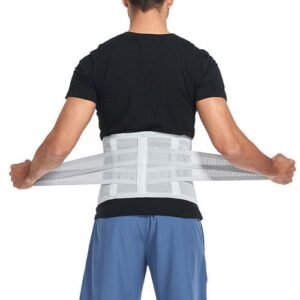 (Grey)Sports Adjustable Lumbar Back Brace Anti-skid Breathable Waist Support Belt For Exercise Fitness Cycling Running Tennis Golf MAA