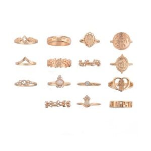 15PCS Retro Vintage Crystal Joint Knuckle Ring Sets Finger