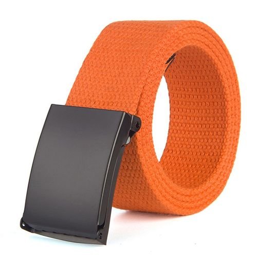(S5-Orange 116cm)Nylon Automatic Buckle Men Belt Outdoor Tooling Jeans Solid Color Canvas Wais OLN