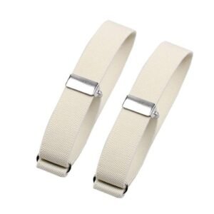 2 Pieces Mens Shirt Sleeve Holder Arm Bands Unisex Women For White
