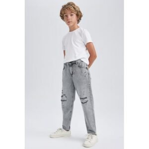 Defacto Boy Casual Denim Trousers - Grey