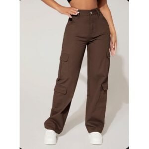 Hot Chocolate  Solid Cargo Pants Women  Plus Free Scrunchies