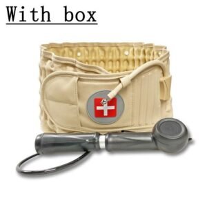 (Yellow With Box)Lumbar Support Belt Waist Decompression Protect Air Traction Brace Spinal Bac JIN