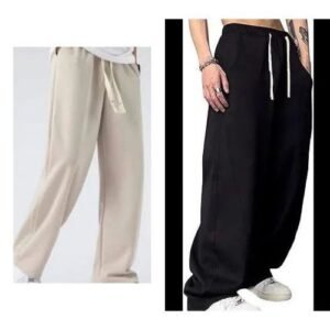 2 In 1 Asake Unisex Baggy Joggers Black And Cream